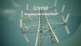  Presentation with caution - Slide deck enhanced with caution lines - power line in zaragoza province background and a ocean colored foreground