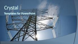  Presentation with power - PPT theme with caution lines - power line in zaragoza province background and a ocean colored foreground