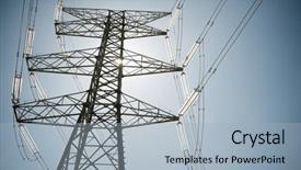  Presentation with caution - Presentation theme having caution lines - power line in zaragoza province background and a light blue colored foreground