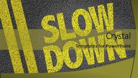  Presentation with slow down - Slide deck with caution lines - slow down background and a gold colored foreground