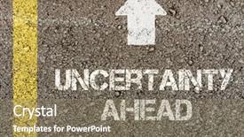  Presentation with uncertainty - Cool new presentation theme with caution lines - uncertainty ahead written on road backdrop and a violet colored foreground
