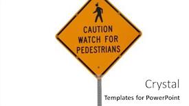  Presentation with caution - PPT theme featuring caution-watch-for-pedestrians-traffic background and a  colored foreground