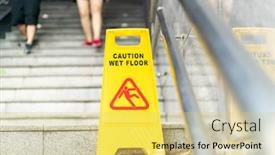  Presentation with caution - Slide set having caution-wet-floor-sign background and a yellow colored foreground