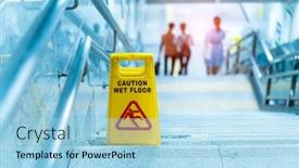  Presentation with caution - Cool new slide set with caution-wet-floor-sign backdrop and a light blue colored foreground
