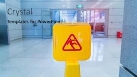  Presentation with mall - Colorful theme enhanced with caution-wet-floor-sign backdrop and a light blue colored foreground