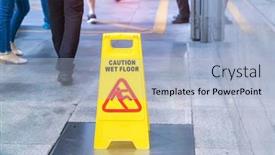  Presentation with caution - PPT theme having caution-wet-floor-sign background and a light blue colored foreground