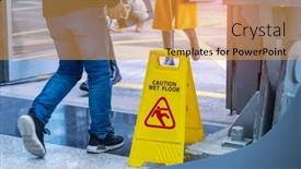  Presentation with caution - Presentation theme having caution-wet-floor-sign background and a  colored foreground