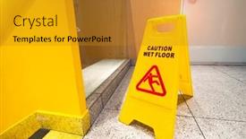  Presentation with caution - PPT theme consisting of caution-wet-floor-sign background and a  colored foreground