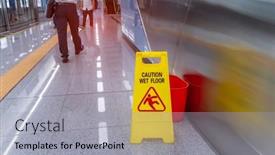  Presentation with caution - Slide set featuring caution-wet-floor-sign background and a light gray colored foreground