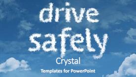 Presentation with cloud - Cool new presentation theme with policy procedure - drive safely cloud word backdrop and a teal colored foreground