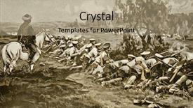  Presentation with war - Audience pleasing slides consisting of artillery guns - cossacks in the war illustration backdrop and a coral colored foreground