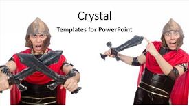  Presentation with gladiator - Beautiful slide set featuring arrasment - gladiator holding sword isolated backdrop and a white colored foreground