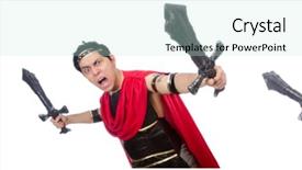  Presentation with gladiator - Presentation with arrasment - gladiator holding sword isolated background and a arctic colored foreground