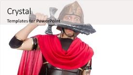  Presentation with gladiator - Slides consisting of arrasment - gladiator holding sword isolated background and a light gray colored foreground