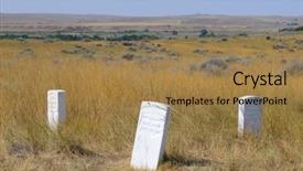  Presentation with stones - Cool new PPT theme with battlefield - little bighorn soldier grave stones backdrop and a coral colored foreground