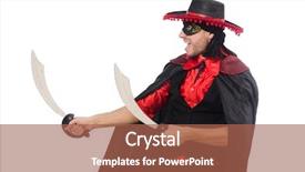  Presentation with sword - Theme enhanced with young man in carnival coat with sword isolated on white background and a coral colored foreground