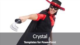  Presentation with sword - Beautiful presentation theme featuring young man in carnival coat with sword isolated on white backdrop and a dark gray colored foreground