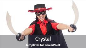  Presentation with sword - Slide deck having young man in carnival coat with sword isolated on white background and a dark gray colored foreground