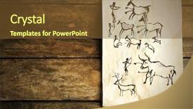  Presentation with cave art - Beautiful slide set featuring cave art - rock paintings on paper backdrop and a tawny brown colored foreground