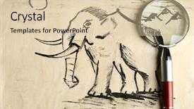  Presentation with cave art - Colorful PPT theme enhanced with cave art - rock paintings with magnifier backdrop and a lemonade colored foreground