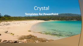  Presentation with south beach - PPT theme consisting of cave-beach-is-a-beautiful background and a teal colored foreground