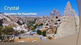  Presentation with cappadocia - Audience pleasing slide deck consisting of cave-city-in-cappadocia-turkey backdrop and a cobalt blue colored foreground