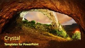  Presentation with romania - Beautiful slide set featuring cave-entrance-on-trascau-mountains backdrop and a tawny brown colored foreground