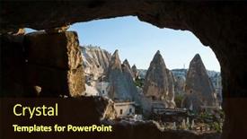  Presentation with cappadocia - Slide deck featuring cave-hotel-in-goreme-town background and a wine colored foreground