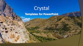  Presentation with cave - Cool new PPT layouts with cave monastery of vardzia landmark of samtskhe javakheti region georgia eastern europe backdrop and a teal colored foreground
