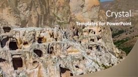  Presentation with cave - Cool new PPT theme with cave-monastery-of-vardzia-landmark backdrop and a coral colored foreground