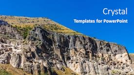  Presentation with cave - Beautiful theme featuring cave-monastery-of-vardzia-landmark backdrop and a gray colored foreground