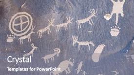  Presentation with rock painting - Slide deck featuring cave painting - indian petroglyph in newspaper rock background and a gray colored foreground