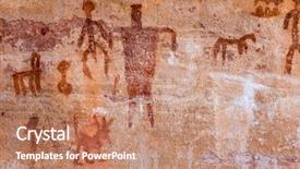  Presentation with petroglyphs - Presentation featuring cave painting - petroglyphs background and a coral colored foreground