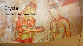  Presentation with cave - Theme featuring cave painting at sigirya temple background and a soft green colored foreground