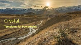  Presentation with island sunset - Slides with cave stream scenic reserve during sunset canterbury south island new zealand background and a tawny brown colored foreground