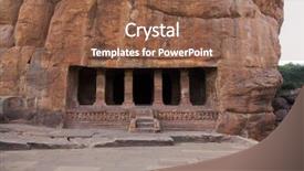  Presentation with india temple - Amazing slide set having vishnu - cave temple cut backdrop and a tawny brown colored foreground