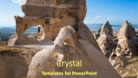  Presentation with ancient village - Presentation theme consisting of cave-village-in-cappadocia-tourist background and a violet colored foreground