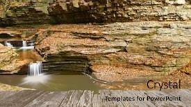  Presentation with new york state - Slide set consisting of cave-waterfall-at-watkins-glen background and a coral colored foreground