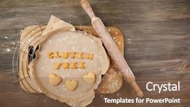  Presentation with gluten free - Colorful PPT theme enhanced with caveat - gluten free made of crackers backdrop and a tawny brown colored foreground