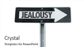  Presentation with blank whiteboard isolated on white - Presentation theme enhanced with caveat - jealousy direction sign isolated background and a  colored foreground