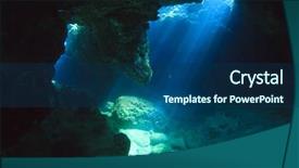  Presentation with spotlight - Colorful PPT theme enhanced with sunlight enters underwater cave like a spotlight backdrop and a ocean colored foreground