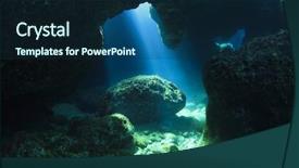  Presentation with spotlight - Audience pleasing slide deck consisting of sunlight enters underwater cave like a spotlight backdrop and a ocean colored foreground