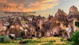  Presentation with caves - PPT theme consisting of caves-and-rock-formations background and a coral colored foreground