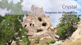  Presentation with caves - Beautiful PPT layouts featuring caves-in-medieval-open-air backdrop and a sky blue colored foreground