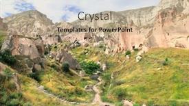  Presentation with caves - Beautiful PPT theme featuring caves-in-rock-in-selime backdrop and a coral colored foreground