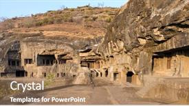  Presentation with caves - PPT theme enhanced with caves near aurangabad maharashtra state background and a coral colored foreground