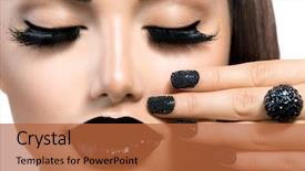  Presentation with nail art - Slides having trendy caviar black manicure nail background and a coral colored foreground