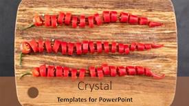  Presentation with cutting board - Presentation theme consisting of cayenne-long-red-chili-peppers background and a coral colored foreground
