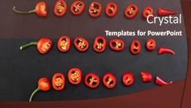  Presentation with cutting board - Cool new slide set with cayenne-long-red-chili-peppers backdrop and a tawny brown colored foreground