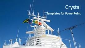  Presentation with ship navigation - Colorful slide deck enhanced with cayman - navigation equipment and masts backdrop and a ocean colored foreground